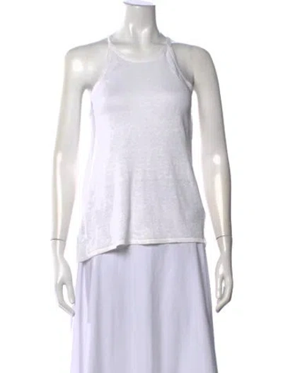 Pre-owned 360 Sweater Linen Halterneck Sweater In White