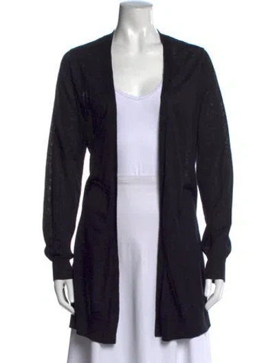 Pre-owned 360 Sweater Linen Open Front Sweater In Black