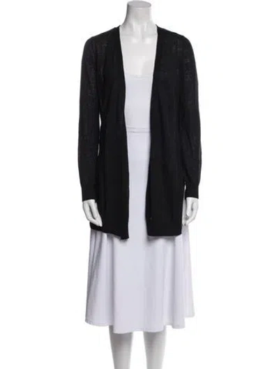 Pre-owned 360 Sweater Linen Open Front Sweater In Blue