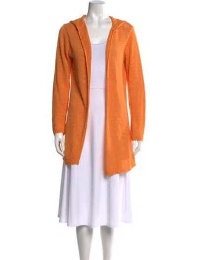 Pre-owned 360 Sweater Linen Open Front Sweater In Orange