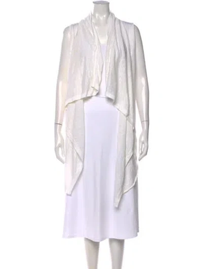Pre-owned 360 Sweater Linen Open Front Sweater In White