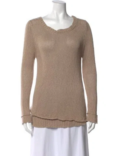 Pre-owned 360 Sweater Linen Scoop Neck Sweater In Neutral