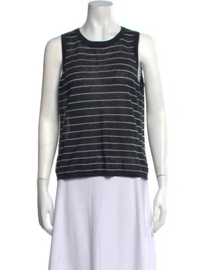 Pre-owned 360 Sweater Linen Striped Sweater In Black