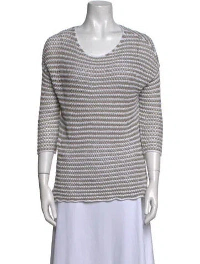 Pre-owned 360 Sweater Linen Striped Sweater In Neutral