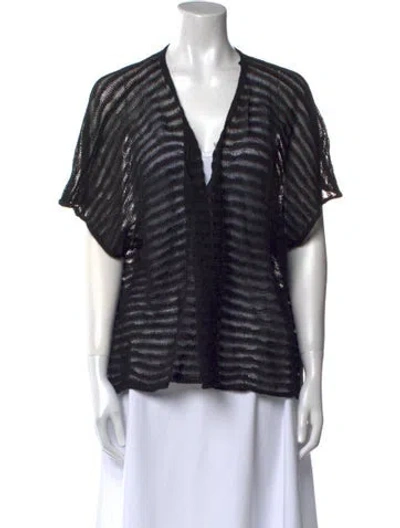 Pre-owned 360 Sweater Linen Striped Sweater W/ Tags In Black