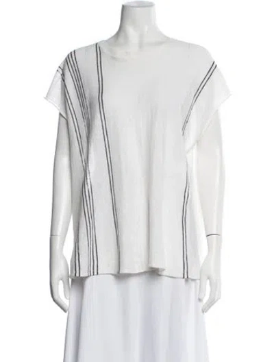 Pre-owned 360 Sweater Linen Striped Sweater In White