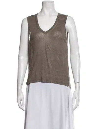 Pre-owned 360 Sweater Linen V-neck Sweater In Neutrals