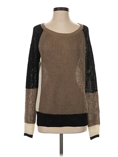 Pre-owned 360 Sweater Long Sleeve Top Brown Square Neckline Tops