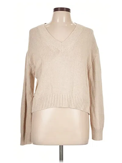 Pre-owned 360 Sweater Long Sleeve Top Tan V-neck Tops