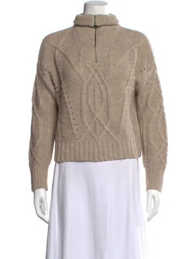 Pre-owned 360 Sweater Merino Wool Knee-length Dress In Neutral