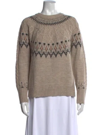 Pre-owned 360 Sweater Merino Wool Patterned Sweater In Neutrals