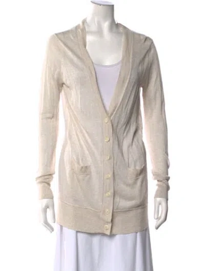 Pre-owned 360 Sweater Open Front Sweater In Neutrals