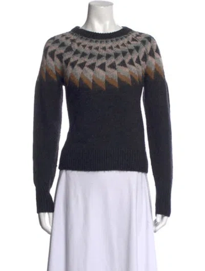 Pre-owned 360 Sweater Patterned Crew Neck Sweater In Black