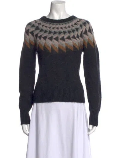 Pre-owned 360 Sweater Patterned Crew Neck Sweater In Black