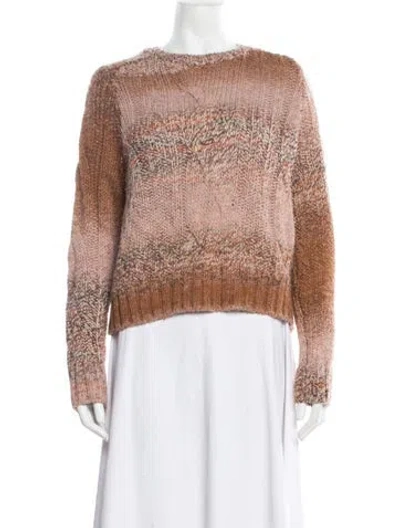 Pre-owned 360 Sweater Patterned Crew Neck Sweater In Brown