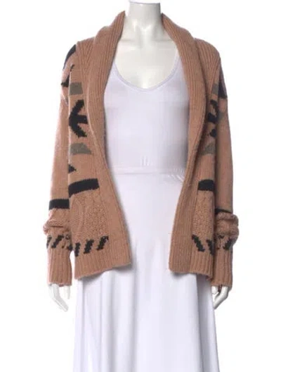 Pre-owned 360 Sweater Patterned Open Front Sweater In Neutral