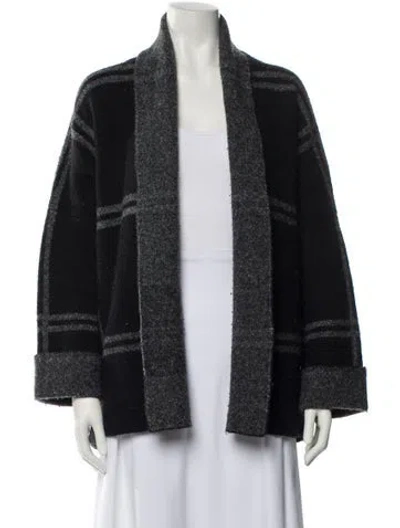 Pre-owned 360 Sweater Plaid Print Mock Neck Sweater In Black