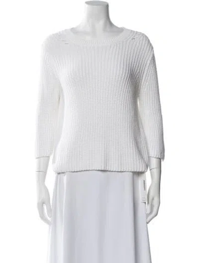 Pre-owned 360 Sweater Scoop Neck Sweater In White