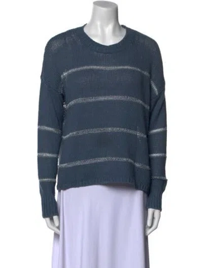 Pre-owned 360 Sweater Striped Crew Neck Sweater In Blue