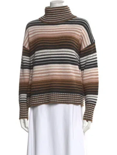 Pre-owned 360 Sweater Striped Turtleneck Sweater In Brown