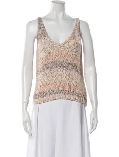 Pre-owned 360 Sweater Striped V-neck Sweater In Neutrals