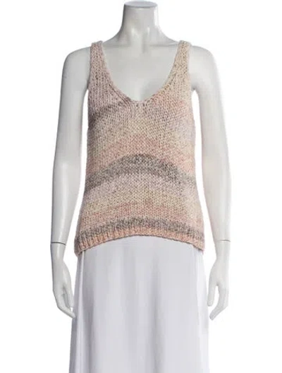 Pre-owned 360 Sweater Striped V-neck Sweater In Neutrals