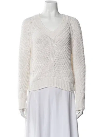 Pre-owned 360 Sweater V-neck Sweater In White
