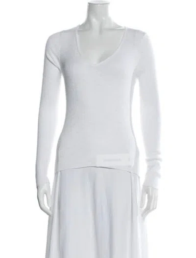Pre-owned 360 Sweater V-neck Sweater In White