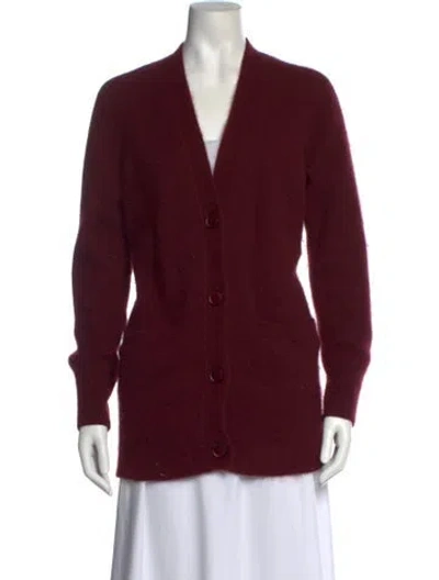 Pre-owned 360 Sweater Wool V-neck Sweater In Burgundy