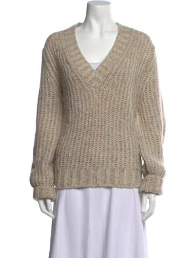 Pre-owned 360 Sweater Wool V-neck Sweater In Neutral