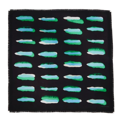 Dries Van Noten Black & Green Len Lye Edition Flick Scarf In 504 Blue