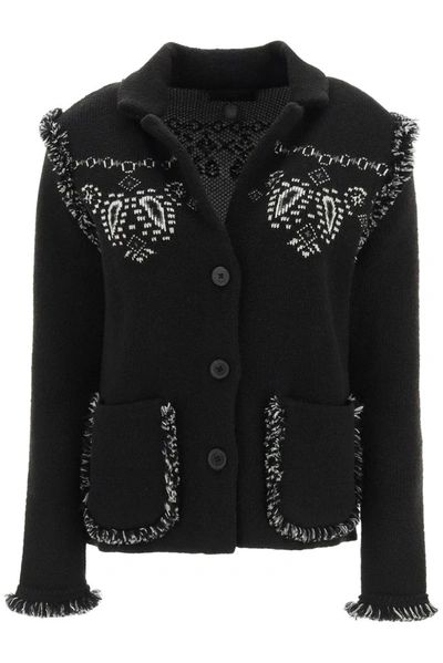 Alanui Caravan Bandana Wool And Cotton-blend Jacket In Black
