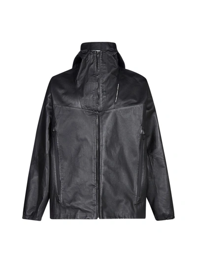 Givenchy Leather Windbreaker In Black