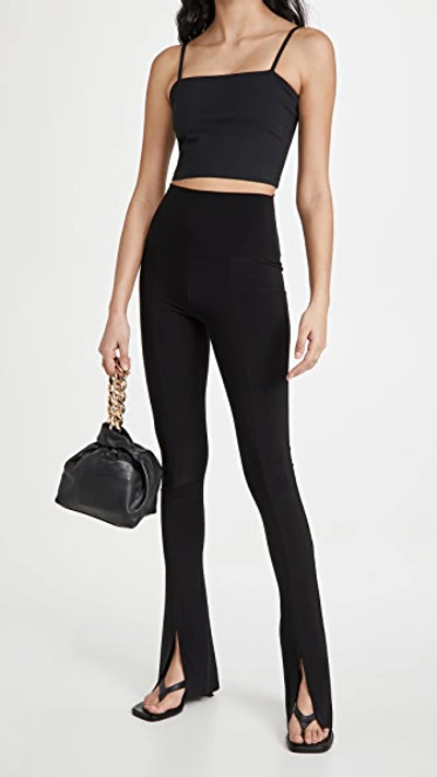 Norma Kamali Spat Split-hem Jersey Leggings In Black
