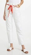 Denimist Harper Belted Distressed High-rise Straight-leg Jeans In White