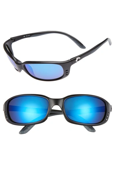 Costa Del Mar Brine 60mm Polarized Sunglasses In Black/ Blue Mirror