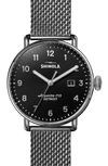 Shinola The Canfield Mesh Bracelet Watch, 43mm In Black