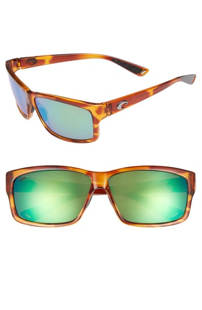 Costa Del Mar Cut 60mm Polarized Sunglasses In Honey Tortoise/ Green Mirror