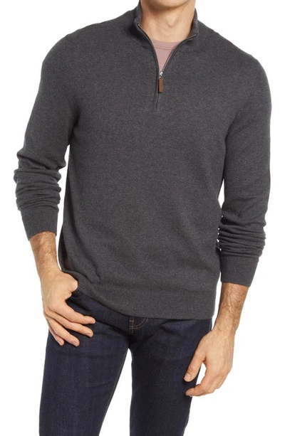 Nordstrom Half Zip Cotton & Cashmere Pullover In Dark Grey Heather