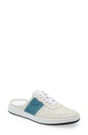 Collegium Pillar Mule In White/ Aqua Blue Suede