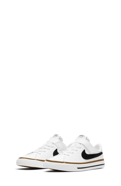 Nike Kids' Little Boys Court Legacy Stay-put Casual Sneakers From Finish Line In Black/white/gum