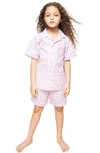 Petite Plume Kid's Gingham 2-piece Pajama Shorts Set In Pink Multi