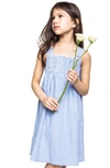 Petite Plume Girls' Seersucker Charlotte Nightgown - Baby, Little Kid, Big Kid In Blue