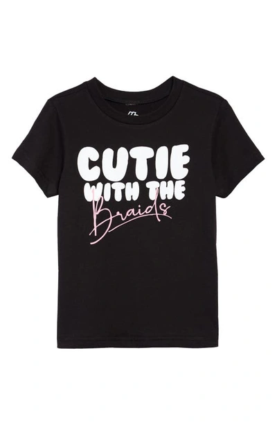 Typical Black Tees Kids' Cutie With The Braids Graphic Tee In Black