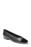 Vaneli Cap Toe Flat In Black Nappa/ Patent Leather