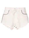 Alanui Saguaro Wash Denim Shorts In White