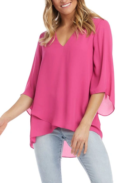 Karen Kane Asymmetric High/low Top In Pink