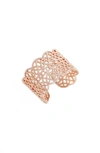 Jules Smith Pave Lace Cuff Ring In Rose Gold