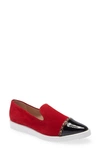 Karl Lagerfeld Caralee Cap Toe Slip-on Sneaker In Rouge/ Black Suede