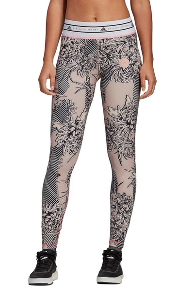 Adidas By Stella Mccartney Future Playground Banded-waist Floral-print Leggings In Pink